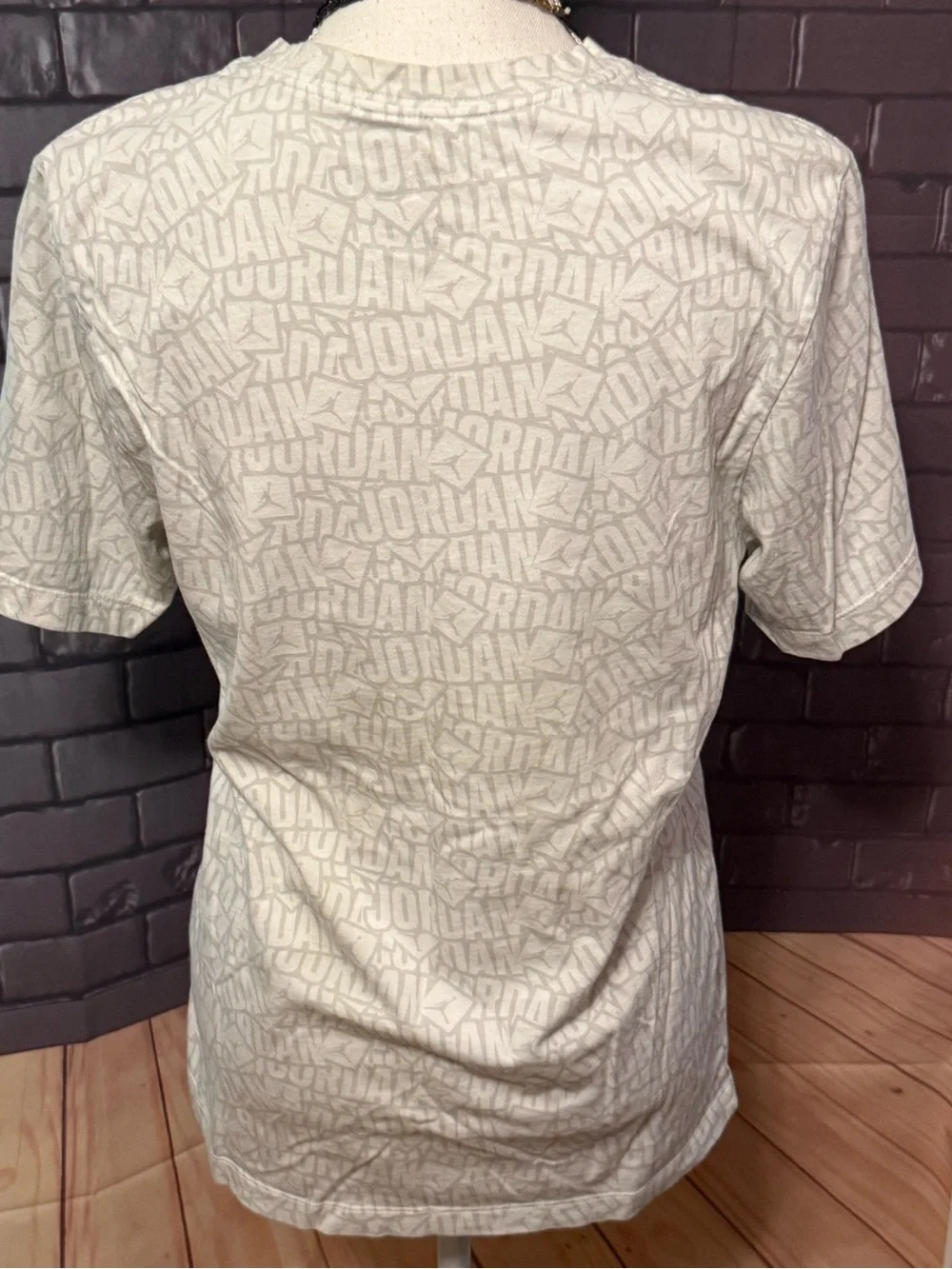Jordan White Tee with Red Logo Graphic